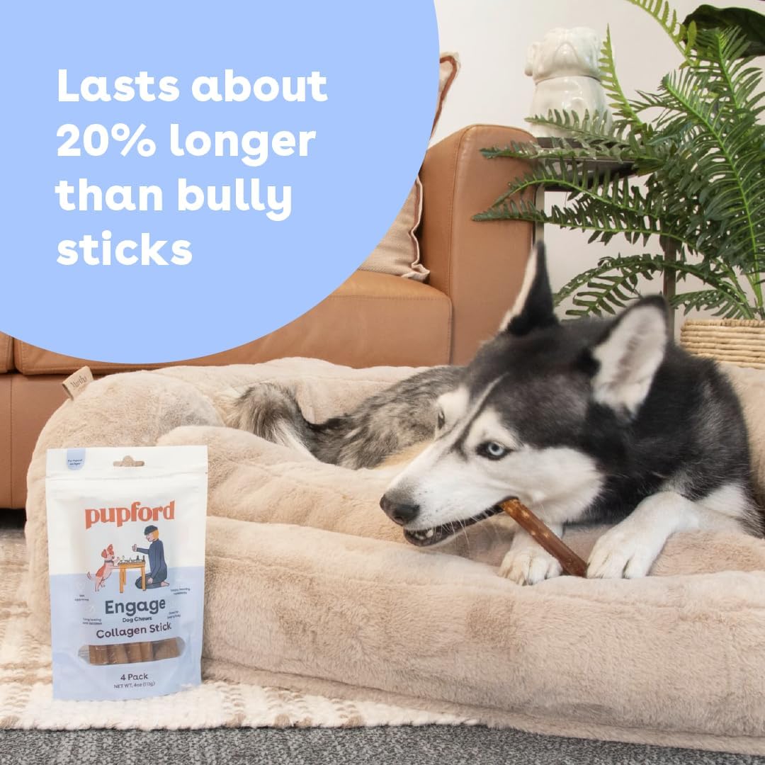 Pupford Collagen Stick Chews for Dogs & Puppies, All Natural, Healthy, Bully Stick and Bone Alternative Treat (6", 4 Pack) - Image 6