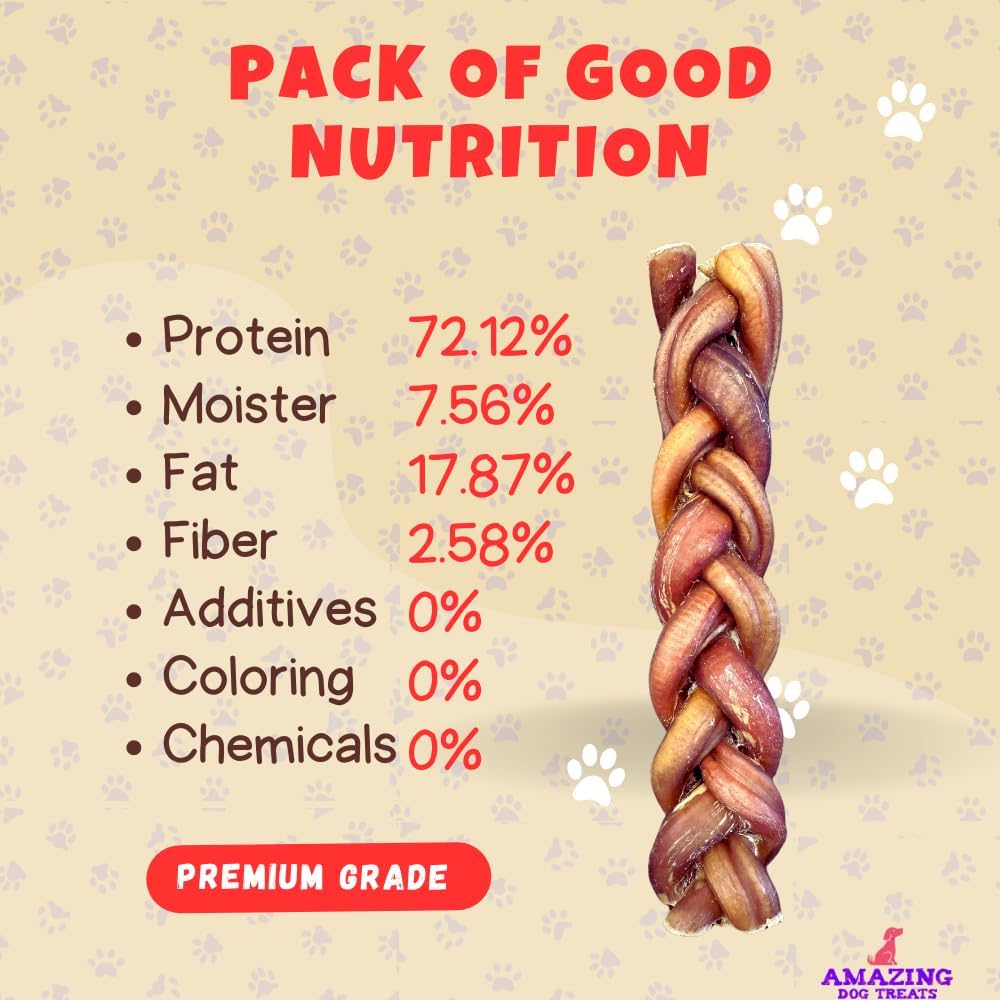 Amazing Dog Treats 6" Braided Bully Stick (5 Pcs/Pack) Bully Stick for Dogs - Made from Premium Grass Fed Beef - Image 5