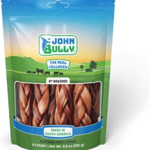 Collagen Braided 6" 6PK, The Best Option for Your Dog, 100% Natural, Rich in Protein, Highly Digestible, Gluten Free,Premium Grade Quality,Odor Free The Real Collagen