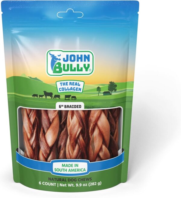 Collagen Braided 6" 6PK, The Best Option for Your Dog, 100% Natural, Rich in Protein, Highly Digestible, Gluten Free,Premium Grade Quality,Odor Free The Real Collagen