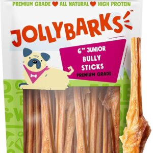 Junior Bully Sticks for Small Dogs | All Natural, Single Ingredient Bully Sticks for Puppies to Medium Dogs (6 Inch - 25pk)