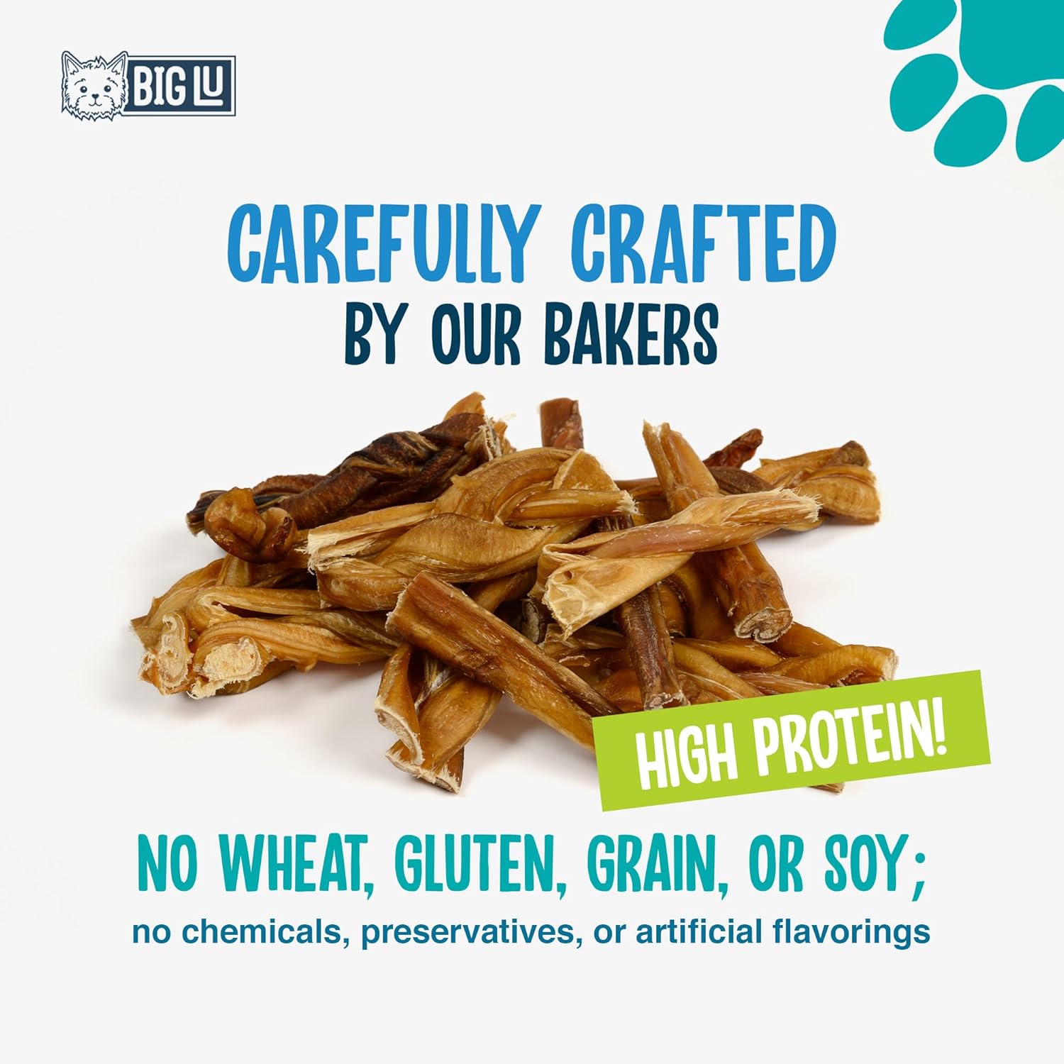 Big Lu - 2-4” Bully and Braided Sticks, 1 lb Bag, 100% Grass-Fed Beef Chews, Fully Digestible Treats for Puppies and Small to Medium Dogs, Natural Single-Ingredient Chews for Keeping Dogs Busy - Image 4