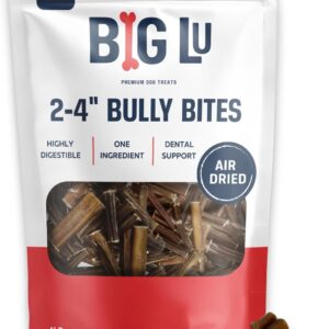 Big Lu - 2-4” Bully and Braided Sticks, 1 lb Bag, 100% Grass-Fed Beef Chews, Fully Digestible Treats for Puppies and Small to Medium Dogs, Natural Single-Ingredient Chews for Keeping Dogs Busy