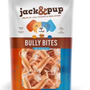 Jack&Pup Bully Stick Bites - Healthy Dog Treats for Medium & Small Dogs, All Natural, Single Ingredient for Puppies (Bully Bites 10oz)