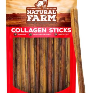 Natural Farm Bully Sticks Stuffed Collagen Sticks for Dogs (12 Inch, 12-Pack), Rawhide-Free Collagen Sticks, Natural Dog Chews, Long Lasting, Small, Medium and Large Dogs, Great Rawhide Alternative