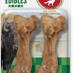 Nylabone Healthy Edibles WILD Natural Long-Lasting Bison Flavor Bone Chew Treats for Dogs, Medium (2 Count)