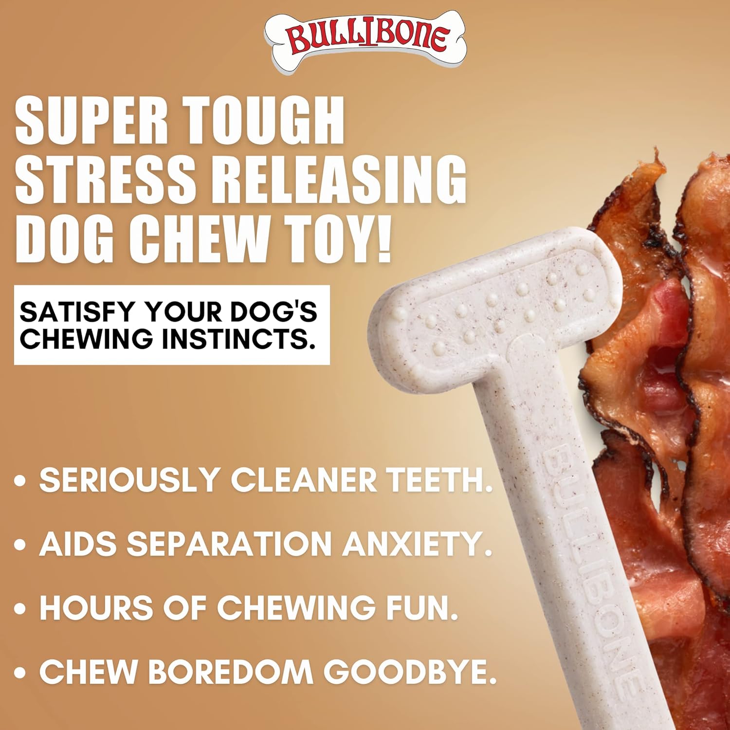 Bullibone Nylon Dog Chew Toy Nylon Bone - Improves Dental Hygiene, Easy to Grip Bottom, and Permeated with Flavor (Bacon, Small - 2 Pack) - Image 2