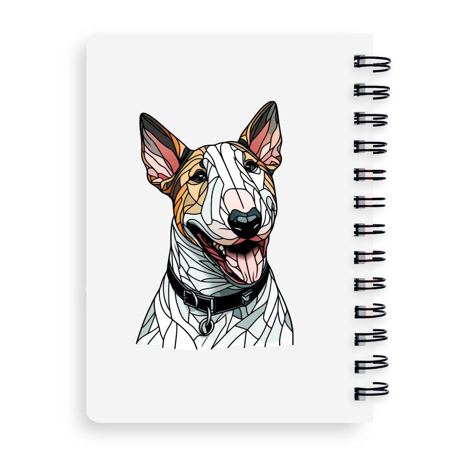 Ninety3POD Patriotic Bull Terrier Stained Glass Portrait American Flag Spiral Bound Journal Bully Dog Breed Lovers Gifts Idea 5x7in Spiral Notebook - 010 - Image 2