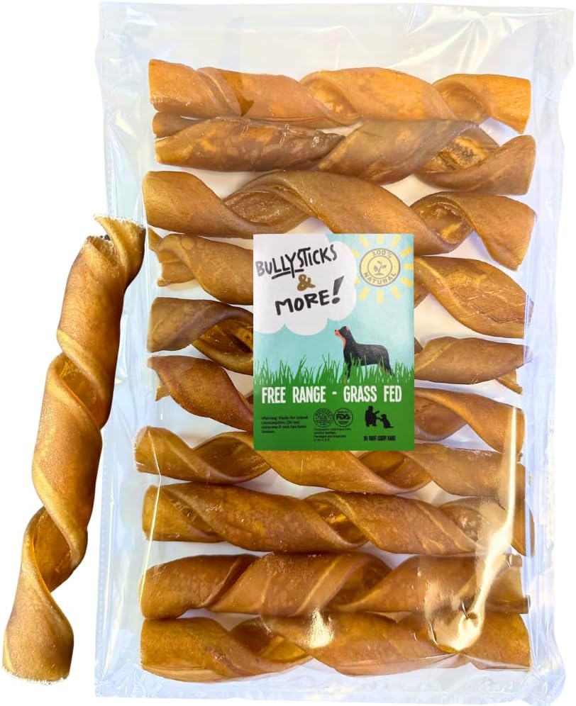 BULLYSTICKS & MORE 6 Inch Beef Collagen Springs for Dogs (10 Count) - No Hide Bones - Bully Springs Dog Chews