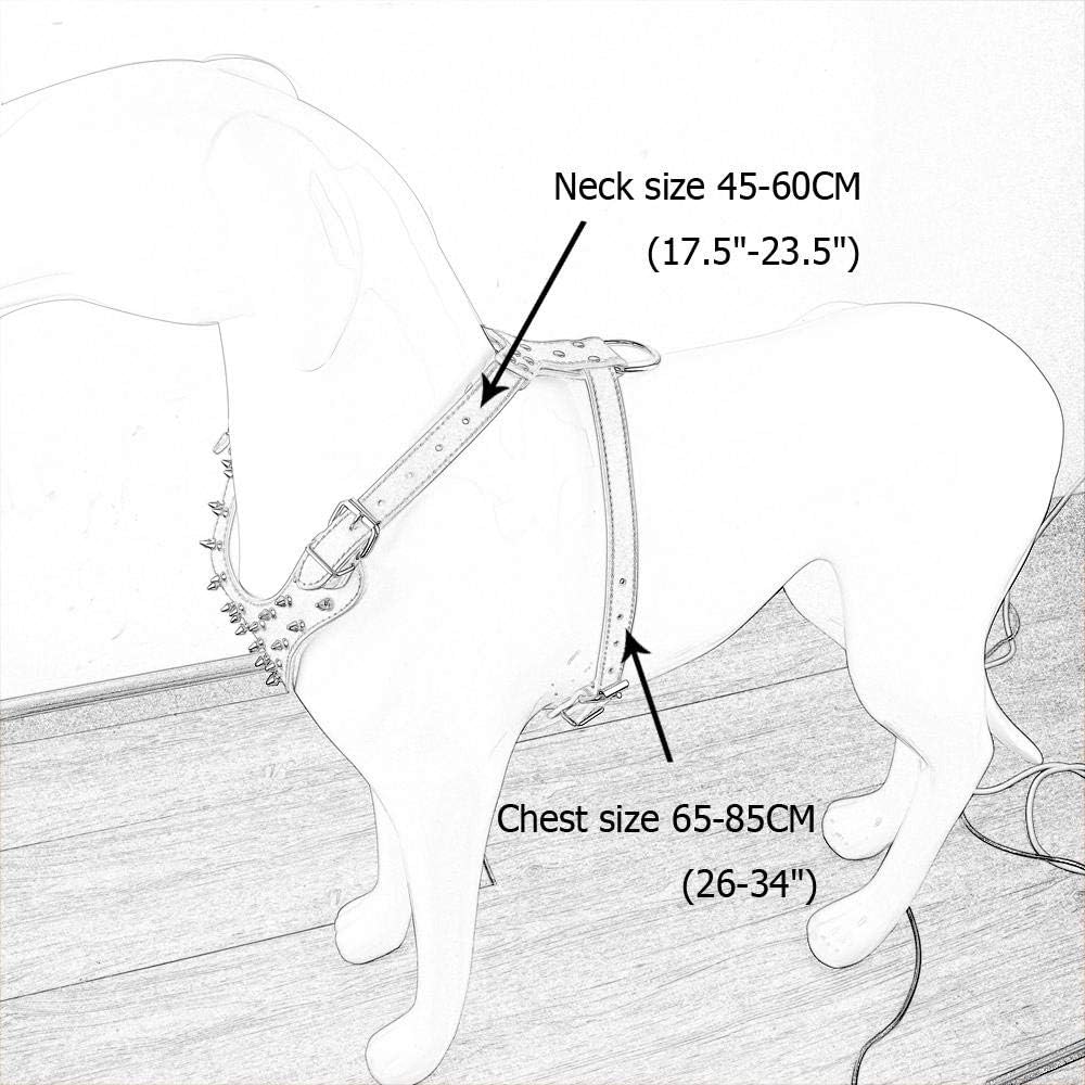 Serijoars Spiked Studded PU Leather Dog Harness Collar Set for Large Breed Pit Bull Bully Husky Terrier (Studs Leopard, L) - Image 2