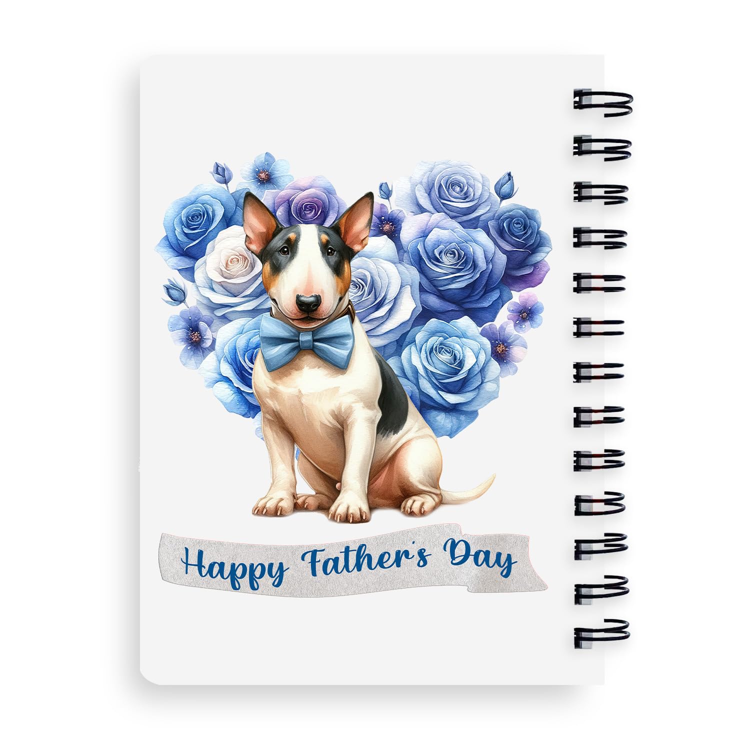 Ninety3POD Bull Terrier Proud Dad Happy Father's Day Spiral Bound Journal Bully Dog Breed Lovers Gifts Idea 5x7in Spiral Notebook - 008 - Image 2
