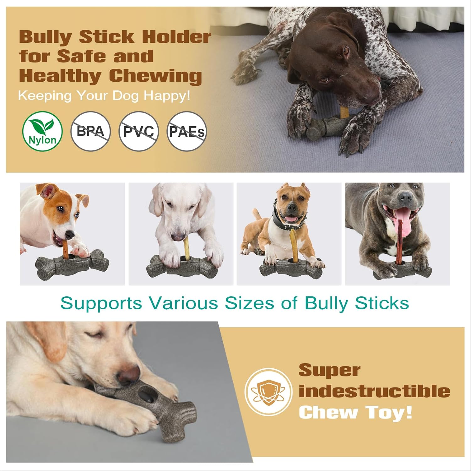2 in 1 Dog Bully Stick Holder and Durable Indestructible Tough Chew Toy Halloween Toy Indoor & Outdoor - Image 3