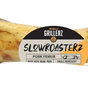 Grillerz Pork Femur Bone, 1 Count, Rawhide Free, All Natural Treat for All Breeds, Gluten Free, Long Lasting, Easy to Digest, For Adult Life Stages, Dog Chew for Healthy Teeth