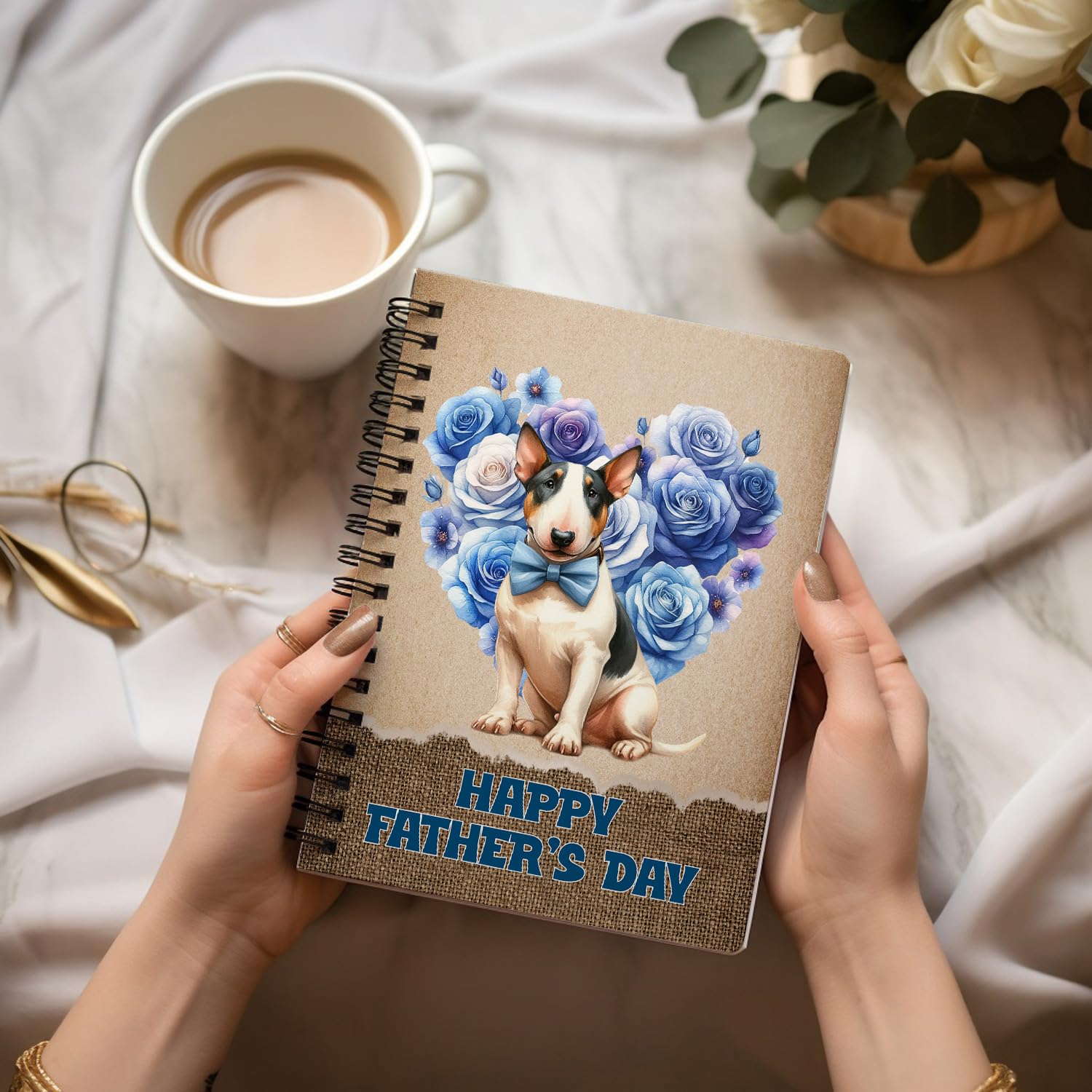 Ninety3POD Bull Terrier Proud Dad Happy Father's Day Spiral Bound Journal Bully Dog Breed Lovers Gifts Idea 5x7in Spiral Notebook - 008 - Image 3