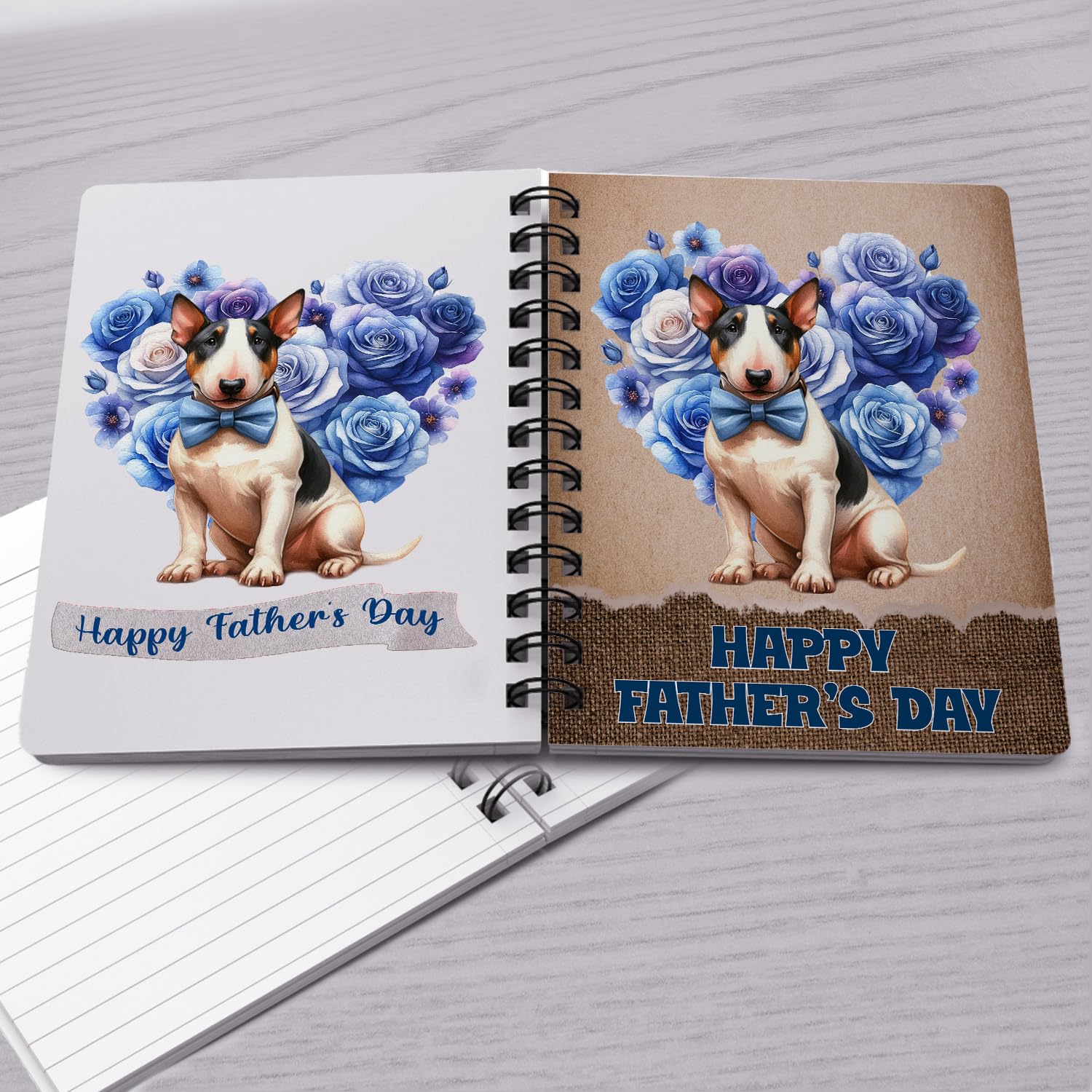 Ninety3POD Bull Terrier Proud Dad Happy Father's Day Spiral Bound Journal Bully Dog Breed Lovers Gifts Idea 5x7in Spiral Notebook - 008 - Image 4