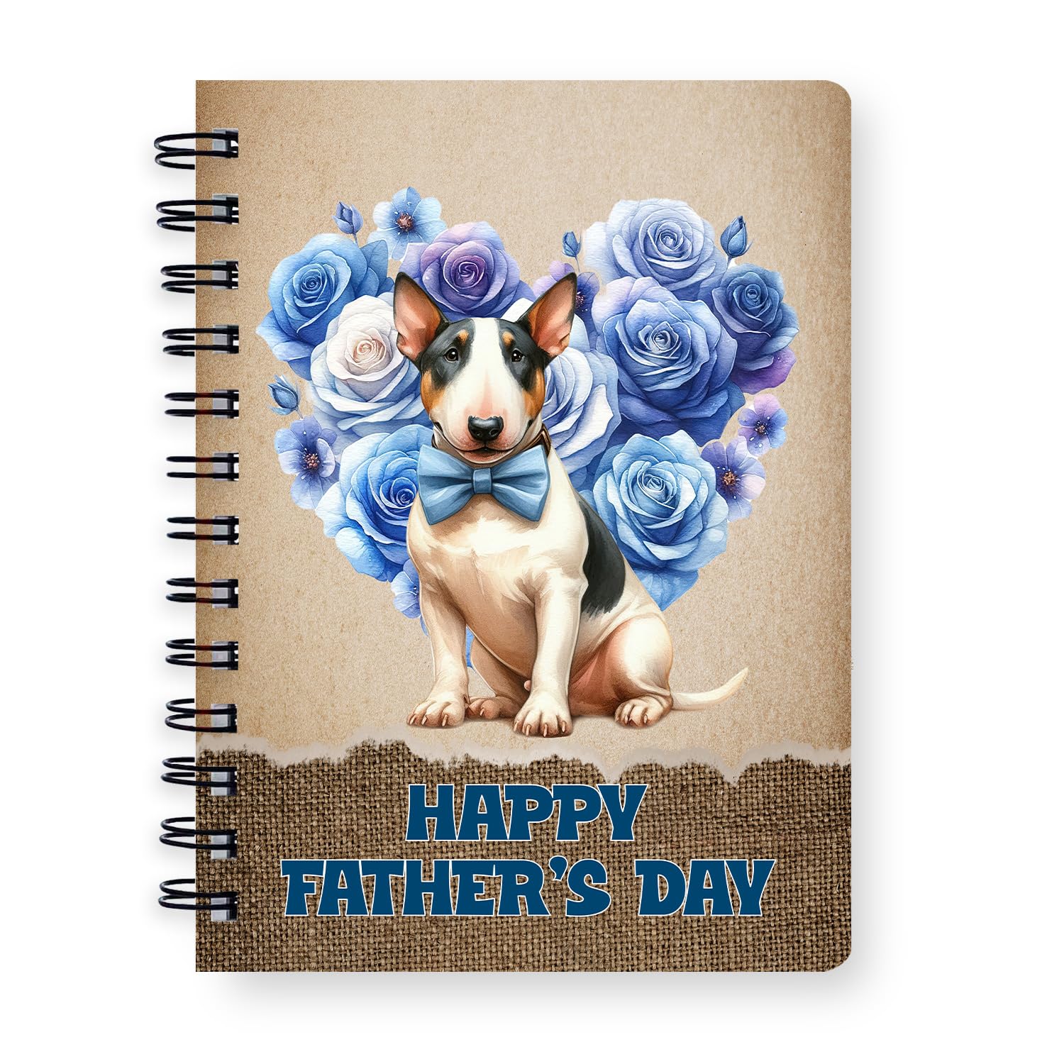 Ninety3POD Bull Terrier Proud Dad Happy Father's Day Spiral Bound Journal Bully Dog Breed Lovers Gifts Idea 5x7in Spiral Notebook - 008