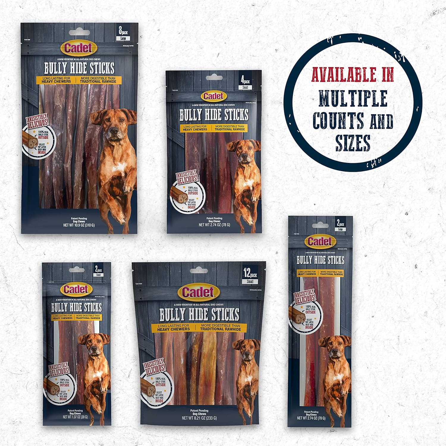Cadet Bully Hide Sticks for Large Dogs, All-Natural Beef Pizzle, Limited-Ingredient Long-Lasting Dog Chews for Aggressive Chewers, 1 Count - Image 9