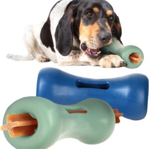 Evergreen Pet Supplies Dog Bully Stick Puzzle Toy - Interactive Dog Toy for Chewers - Chewer-Resistant Treat Dispenser - Snack Hider for Mental Stimulation - Pack of 2, M/L Breeds