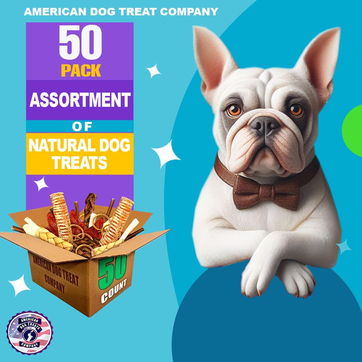 50-Piece Premium Dog Chew Assortment - Natural & Long-Lasting Treats | Includes Beef Ears, Bully Sticks, Collagen Sticks, Trachea Bones & More - Image 5