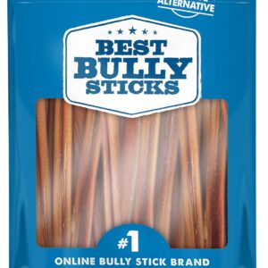 Best Bully Sticks 6 Inch Bully Sticks for Dogs - 50 Count (Pack of 1) - Natural, Easily Digestible, 100% Grass-Fed Beef, Grain and Rawhide Free