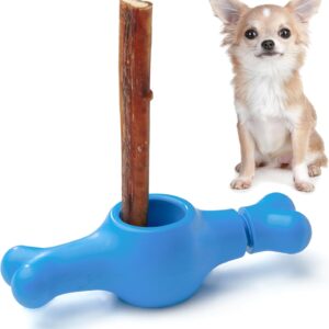 Interactive Bully Stick Holder for Dogs, Prevent Chocking Safety Device, Long Enough Screw to Lock, Seesaw Shape(Small)