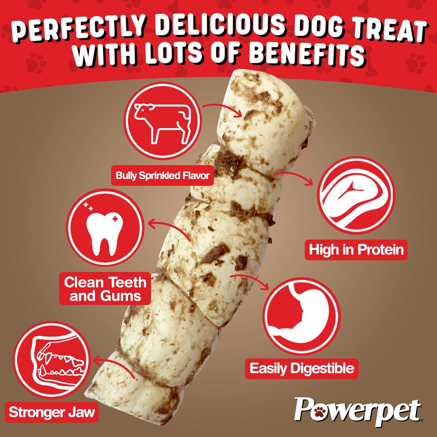 Powerpet Treats Bully Beef Cheek Rolls for Dogs - 100% Natural & Highly Digestible - High Protein, Low Fat - No Rawhide - Soft & Thick Chew Treat - Good Dental Hygiene - Bully Sprinkled Flavor - 1pc - Image 3