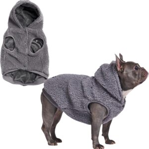 Spark Paws Fleece Dog Jacket, Hooded Sweater Vest, Warm Coat for Winter - Suitable for Small Medium Large XL XXL Breeds - Grey - XL