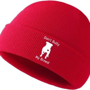 Don't Bully My Breed Warm Knitted Beanie Hat for Men Women, Soft Acrylic Winter Skull Cap