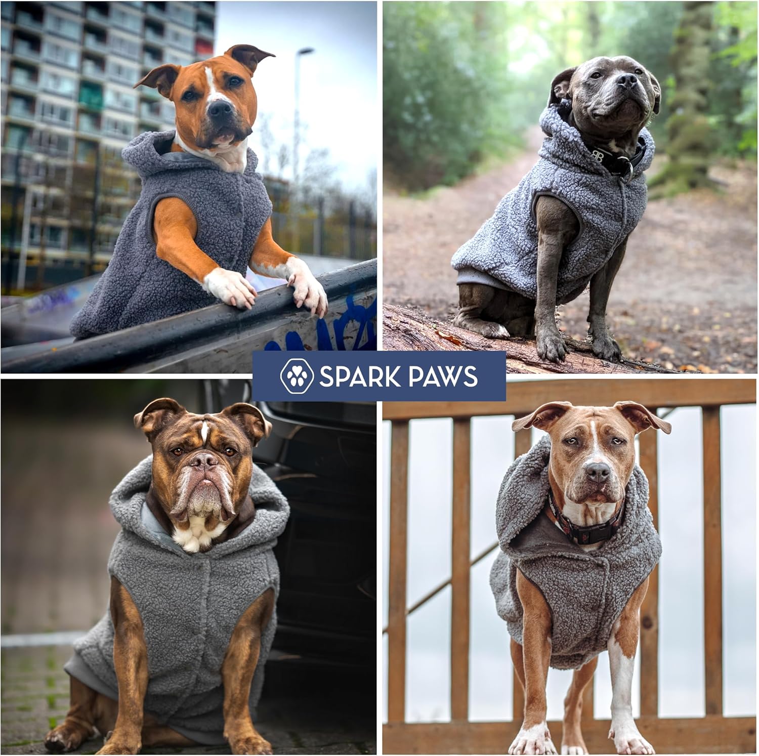 Spark Paws Fleece Dog Jacket, Hooded Sweater Vest, Warm Coat for Winter - Suitable for Small Medium Large XL XXL Breeds - Grey - XL - Image 7