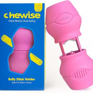 Chewise Bully Stick Holder, Improved Bully Sticks Holder, Ultimate Secure Heavy Duty, BPA-Free Safety Device to Prevent Choking, Fits Various Bully Sticks and Dog Sizes