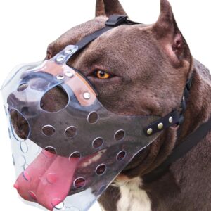 Mayerzon Pitbull Muzzle, Basket Muzzle for Large Dogs Rottweiler to Prevent Biting Chewing Scavenging, Breathable Dog Mouth Guard for Grooming Vet Visits That Allows Panting Drinking