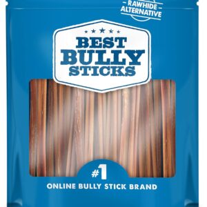Best Bully Sticks 6 Inch Thin Bully Sticks - 24 Count (Pack of 1) - Natural, Easily Digestible, 100% Grass-Fed, Grain and Rawhide Free