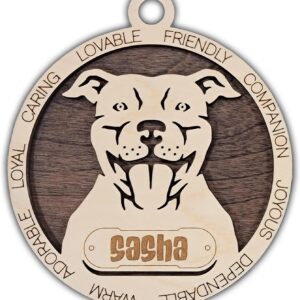 Personalized Dog Keepsake Ornament for Christmas Tree, Custom Breed Xmas Decoration, Handmade Keepsake for Dog Owner, Over150 Breeds to Choose from (Pitbull (American Bully-Natural))