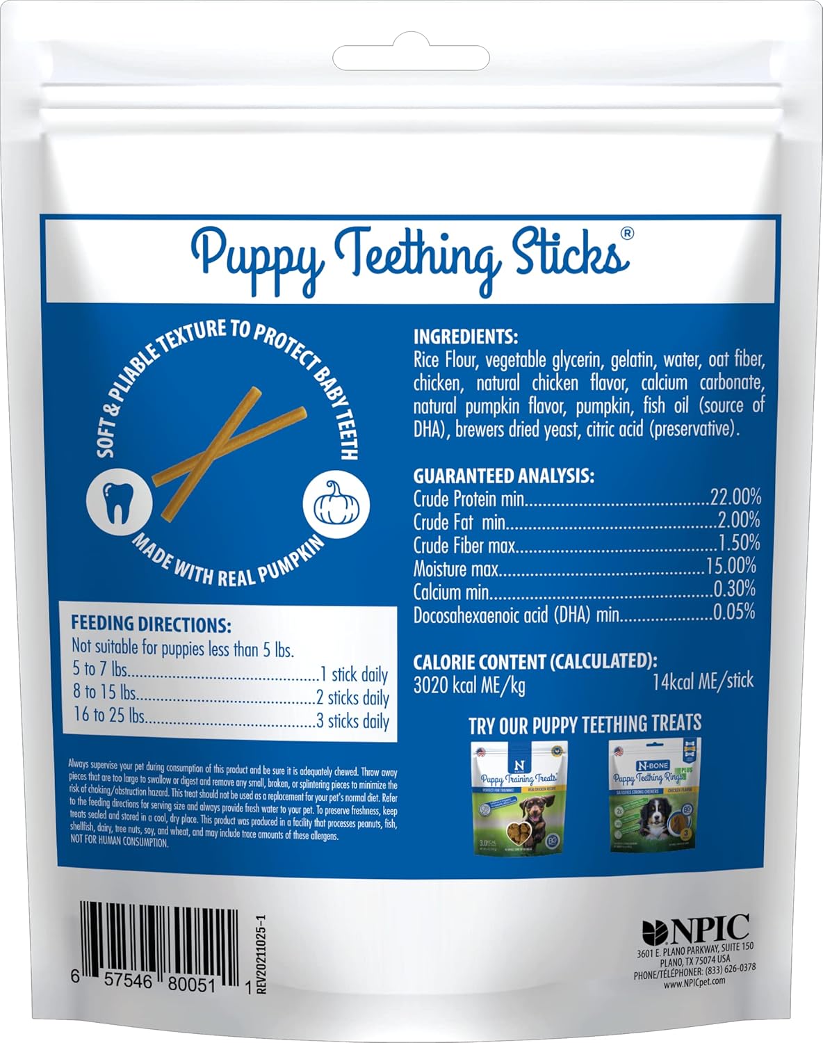 N-Bone Puppy Teething Sticks Pumpkin Flavor, 3.74-oz Bag - Image 2