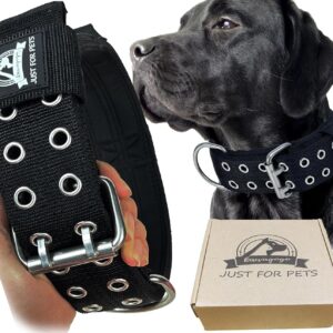 Large Dog Collar, Tactical Military Training Heavy Duty Dog Collar for Extra Large Breeds,German Sherd Rottweiler Pitbull 17''-22'', Black