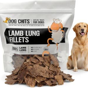 Dog Chits Lamb Lung Fillets Dog and Puppy Treats - Low Fat, High Protein Single Ingredient Dog Treat - Easy to Break Slices - Great for Training - Made in USA, Large 10 oz. Bag